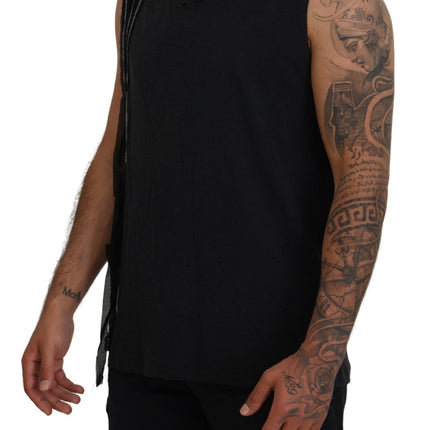 Zwarte ketting verfraaide mouwloze mannen tank t-shirt