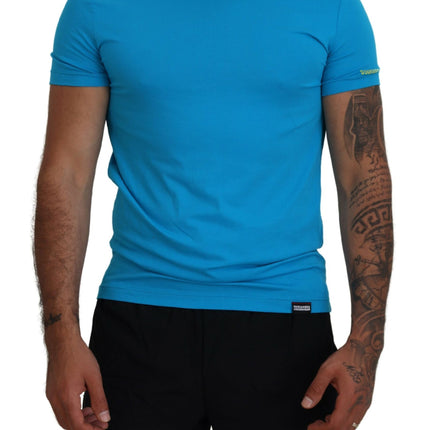 Camiseta de cuello tripulada de mangas cortas modales azules