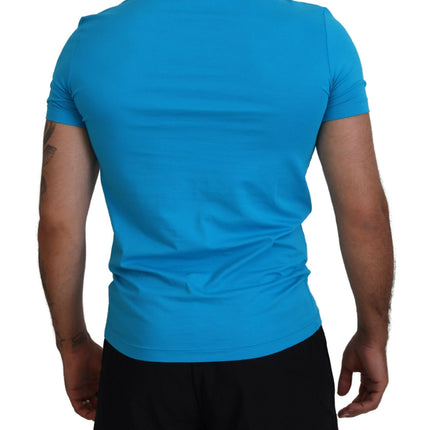 Camiseta de cuello tripulada de mangas cortas modales azules