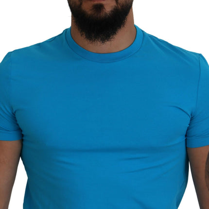 Camiseta de cuello tripulada de mangas cortas modales azules