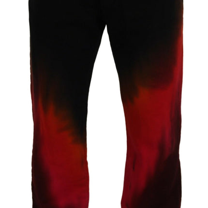 Pantaloni casuali del logo in cotone rosso nero