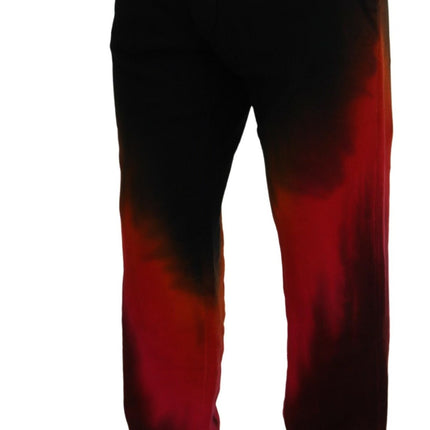 Pantaloni casuali del logo in cotone rosso nero