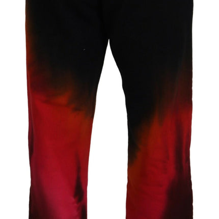 Pantaloni casuali del logo in cotone rosso nero