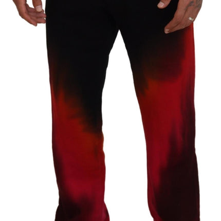 Pantaloni casuali del logo in cotone rosso nero