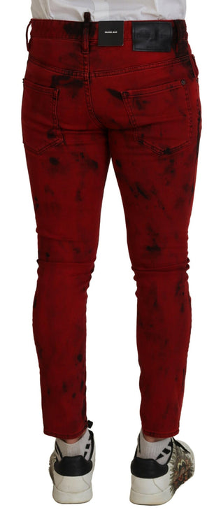 Jeans de mezclilla de tina de algodón rojo