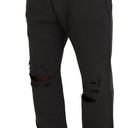 Men de algodón gris oscuro pantalones hechos casuales