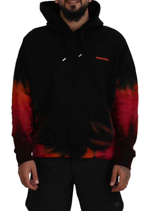 Zwart rode katoenen capuchon dye pullover trui