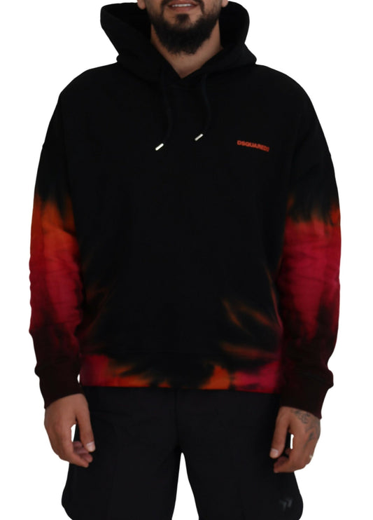 Zwart rode katoenen capuchon dye pullover trui