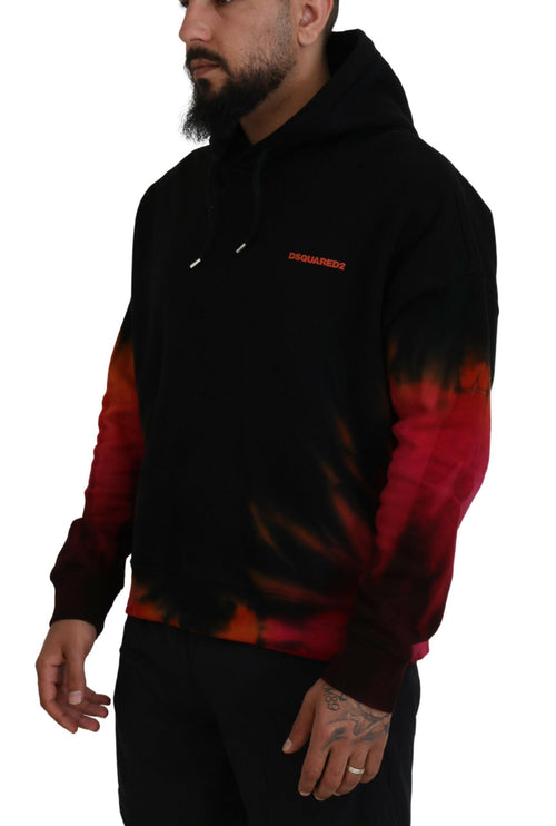 Zwart rode katoenen capuchon dye pullover trui