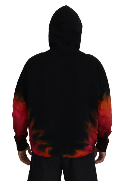 Zwart rode katoenen capuchon dye pullover trui