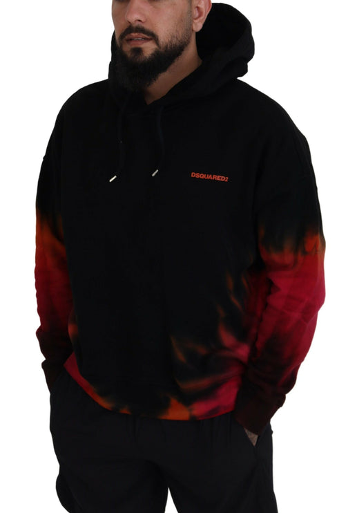 Zwart rode katoenen capuchon dye pullover trui