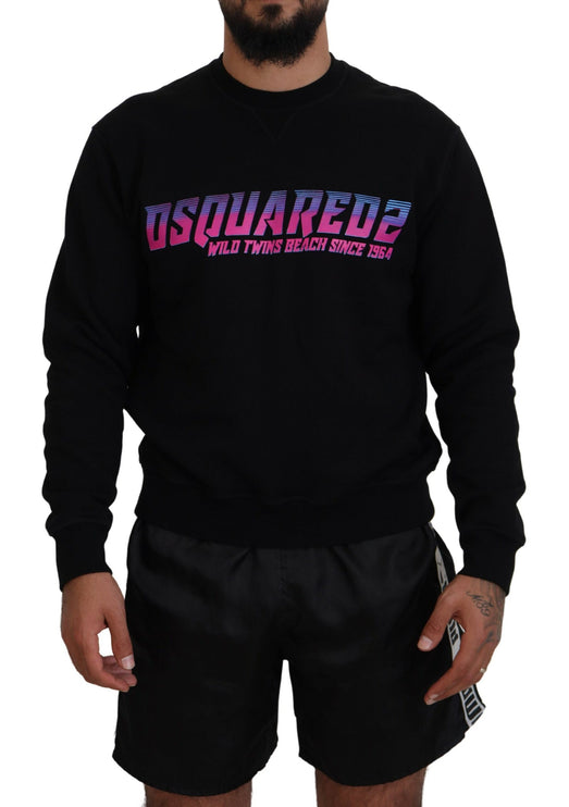 Zwart logo print lange mouwen mannenpullover trui