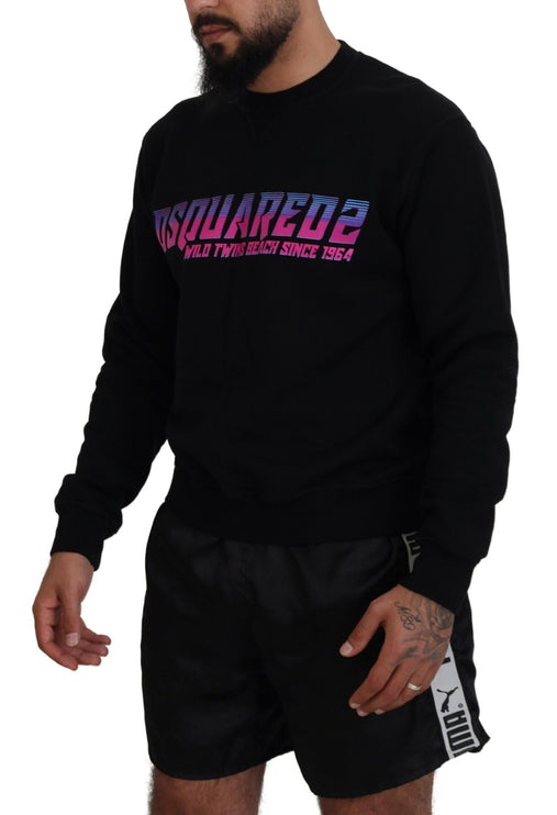 Zwart logo print lange mouwen mannenpullover trui