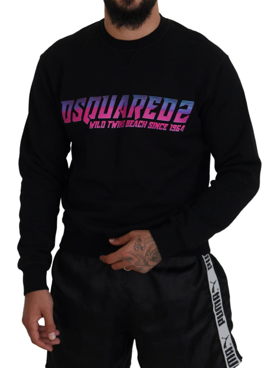 Zwart logo print lange mouwen mannenpullover trui