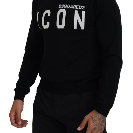 Zwart logo print lange mouwen mannenpullover trui