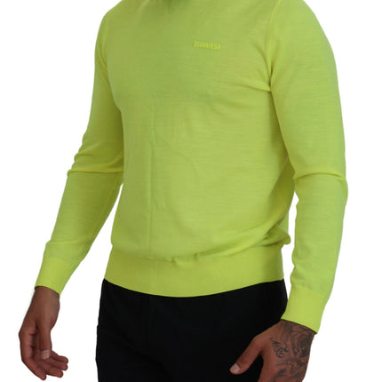 Sweater de jarro de mangas largas de color verde amarillo