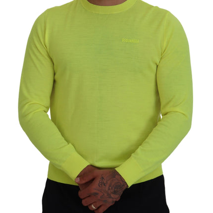 Sweater de jarro de mangas largas de color verde amarillo