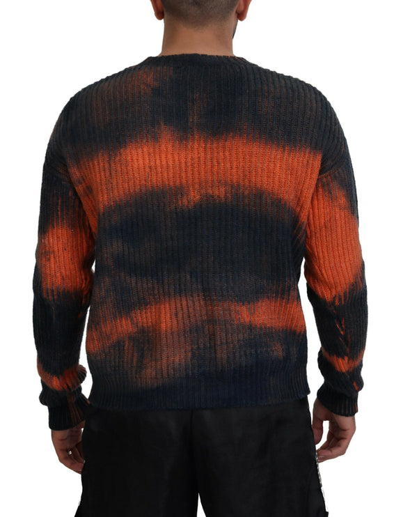 Zwart oranje katoenen dye dye heren pullover trui