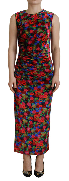 Vestido maxi multicolor floral floralcon Ruched