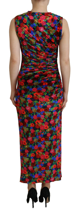 Vestido maxi multicolor floral floralcon Ruched