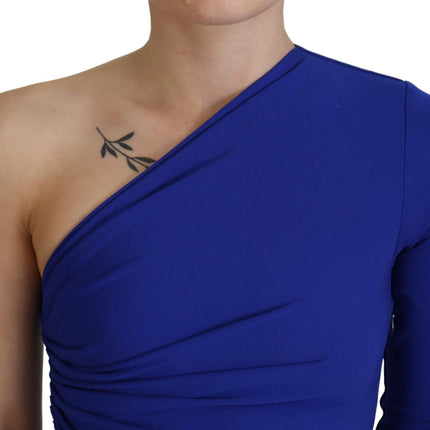 Viscose azul One Sombe Bodycon Ruched Mini Vestido