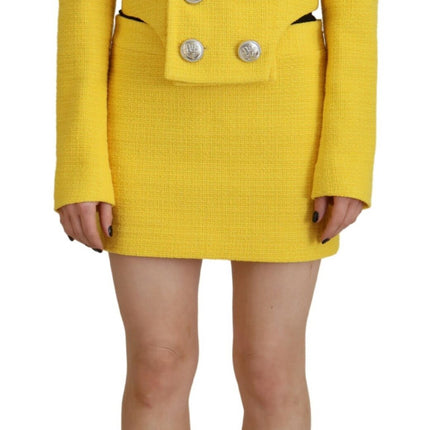 Mini traje de doble pecho amarillo juego de falda blazer