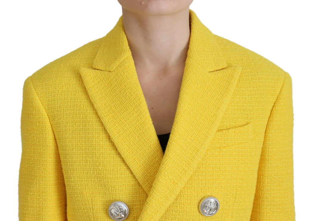 Mini traje de doble pecho amarillo juego de falda blazer