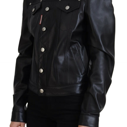 Chaqueta de mangas largas de cuero negro