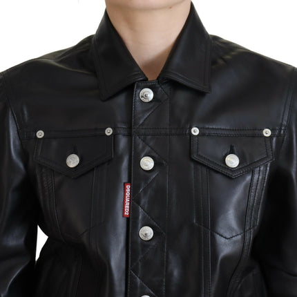 Chaqueta de mangas largas de cuero negro