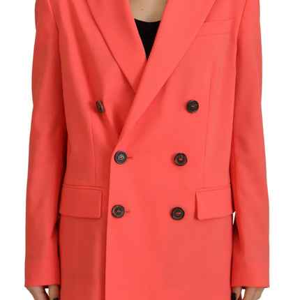 Veste de blazer à manteau rose à double poit