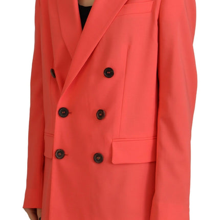 Veste de blazer à manteau rose à double poit