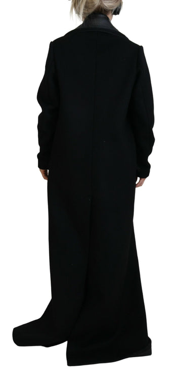 Zwart Double Breasted Long Coat Jacket