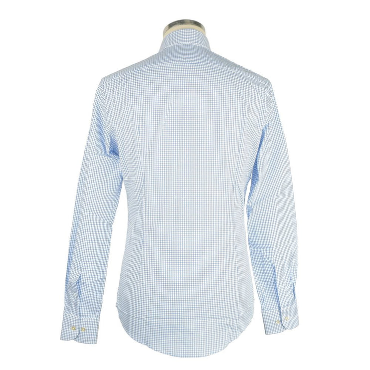 Elegante camisa de Milano a cuadros blanco y azul