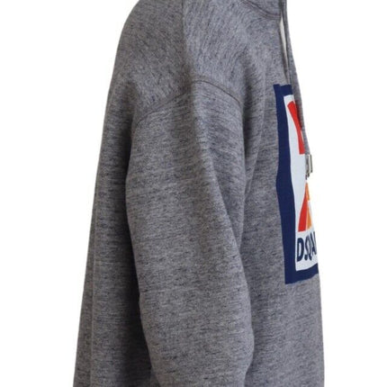 Sweater de sudadera con capucha de algodón estampado de logotipo gris