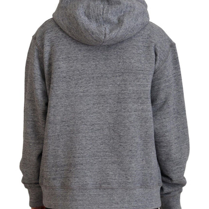 Sweater de sudadera con capucha de algodón estampado de logotipo gris