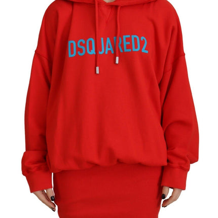 Red Logo Print Cotton Hoodie Sweatirt Sweater