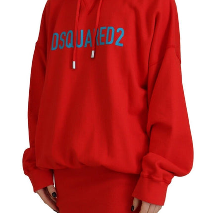 Red Logo Print Cotton Hoodie Sweatirt Sweater