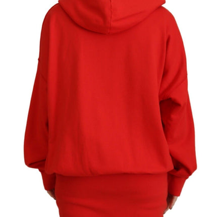 Red Logo Print Cotton Hoodie Sweatirt Sweater