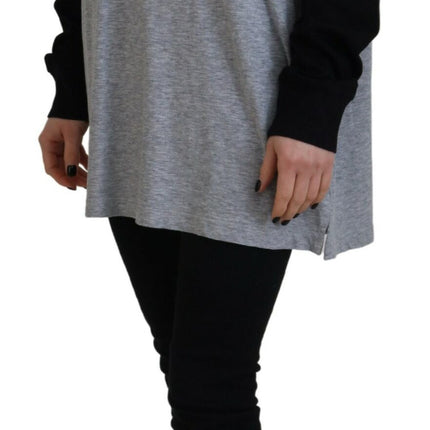 Zwart grijs katoen raglan lange mouwen casual top