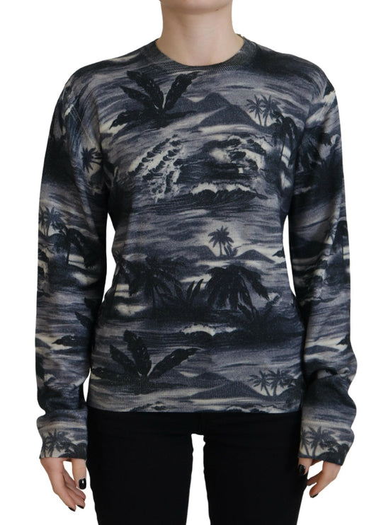 Zwart lange mouw Thunder Sky Print Casual Sweater