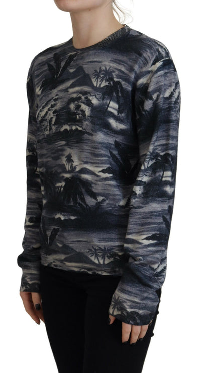 Zwart lange mouw Thunder Sky Print Casual Sweater