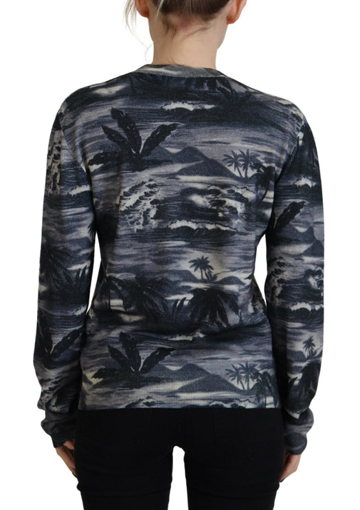 Zwart lange mouw Thunder Sky Print Casual Sweater