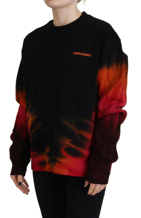 Black Tie Dye Logo Print Women Long Sleeve trui