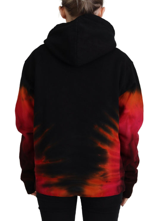 Black Red Red Dye Cotton Hoodie Sweatshirt Sweater