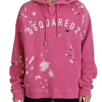 Sweater de sudadera con capucha de algodón de algodón con estampado de logotipo rosa