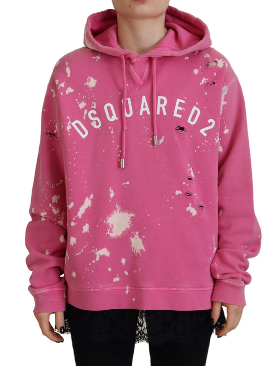 Sweater de sudadera con capucha de algodón de algodón con estampado de logotipo rosa