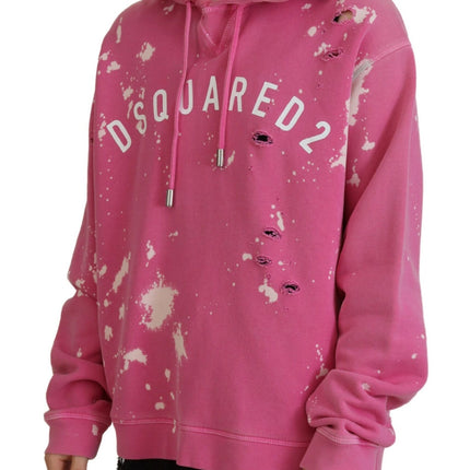 Sweater de sudadera con capucha de algodón de algodón con estampado de logotipo rosa