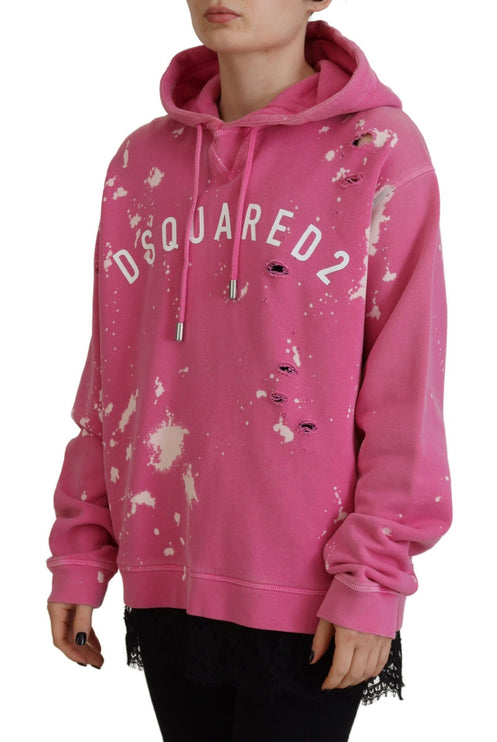 Sweater de sudadera con capucha de algodón de algodón con estampado de logotipo rosa