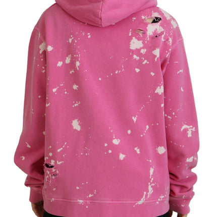 Sweater de sudadera con capucha de algodón de algodón con estampado de logotipo rosa