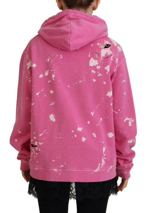 Sweater de sudadera con capucha de algodón de algodón con estampado de logotipo rosa